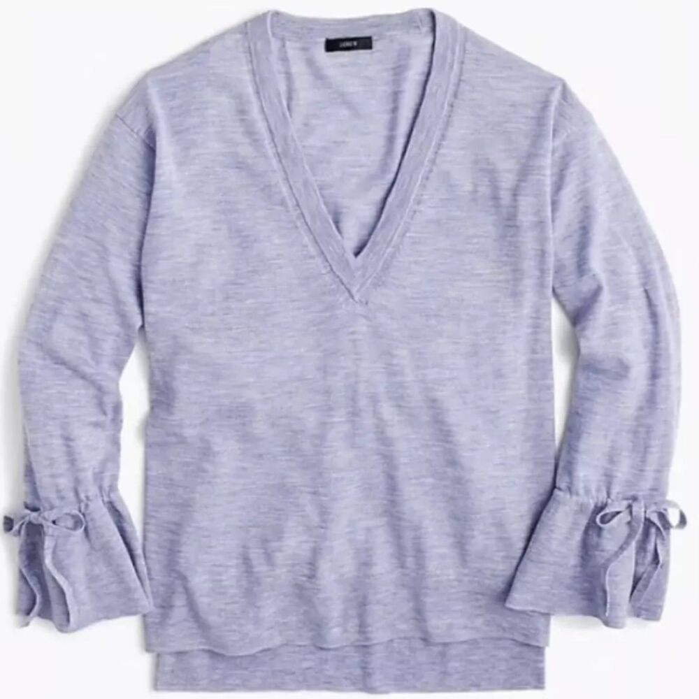 J. Crew Merino Wool V-neck Sweater in Heather Violet, Small, Transition Spring